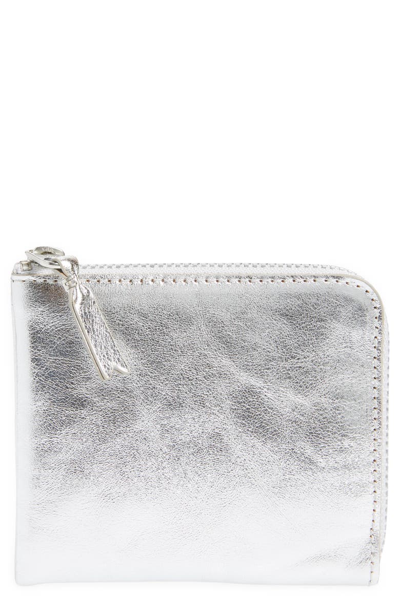 Comme des Garçons Wallets Metallic Leather Half Zip Wallet, Main, color, 