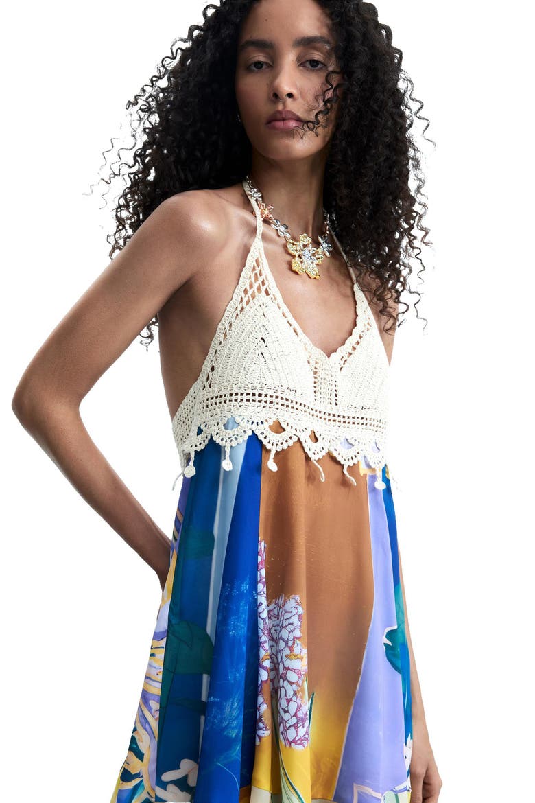 Sleeveless Crochet Minidress, Alternate, color, MULTI BLUE