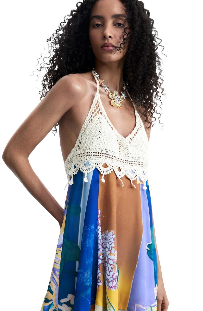 Desigual Sleeveless Crochet Minidress, Alternate, color, 