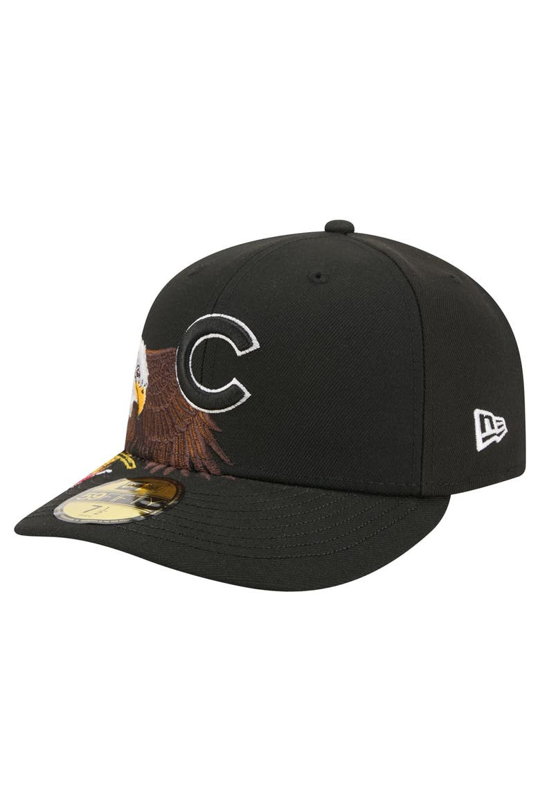 Men's New Era Black Chicago Cubs Americana Bald Eagle Pre-Curved 59FIFTY Fitted Hat, Alternate, color, Black
