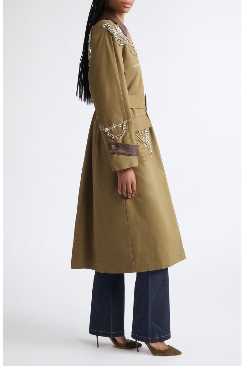 Almina Embroidered Coat, Alternate, color, DARK OLIVE/ DARK SEPIA