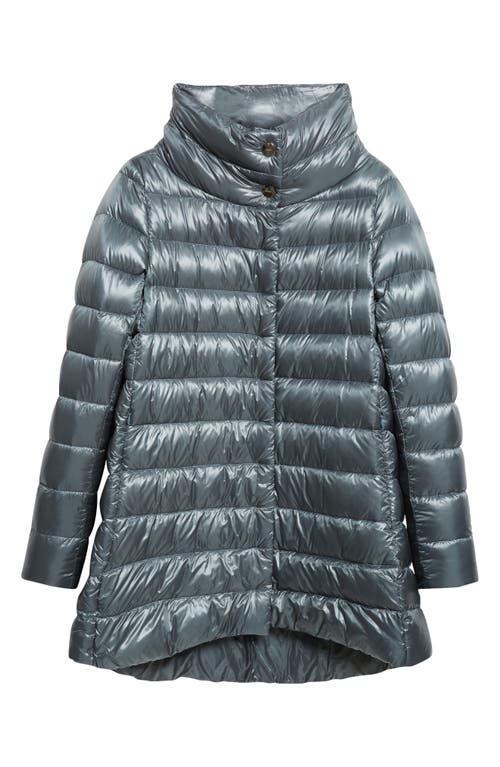 Herno Amelia Water Resistant High-low Down Jacket In Blue