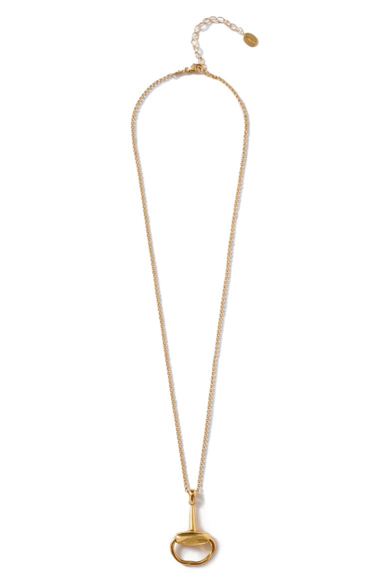 Horsebit Pendant Necklace, Alternate, color, GOLD