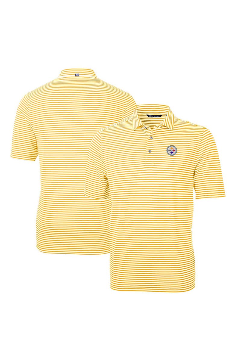 Cutter & Buck Men's Cutter & Buck Gold Pittsburgh Steelers Virtue Eco Pique Stripe Recycled Polo, Alternate, color, Gold