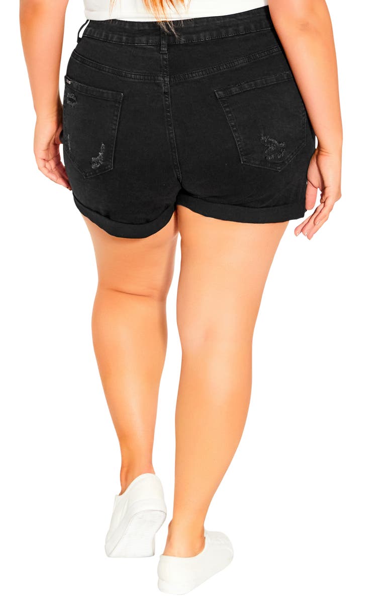 City Chic Ripped Love Shorts, Alternate, color, 