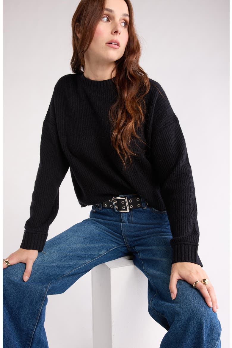 Cozy Crew Pullover Sweater, Alternate, color, BLACK