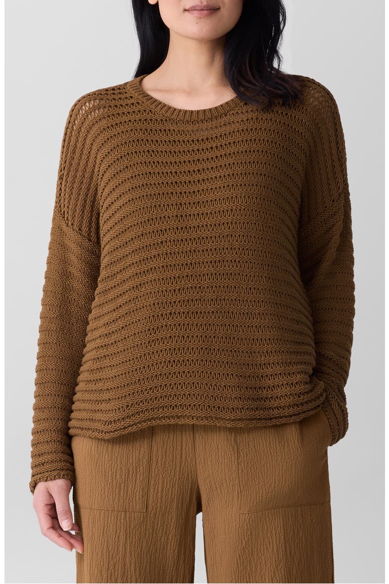 Crewneck Oversize Organic Cotton Sweater, Main, color, BRONZE