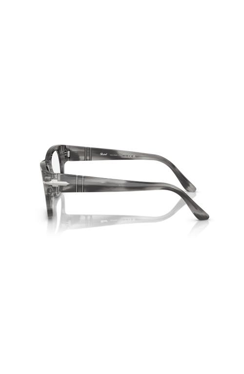 Persol 52mm Rectangle Optical Glasses In Metallic