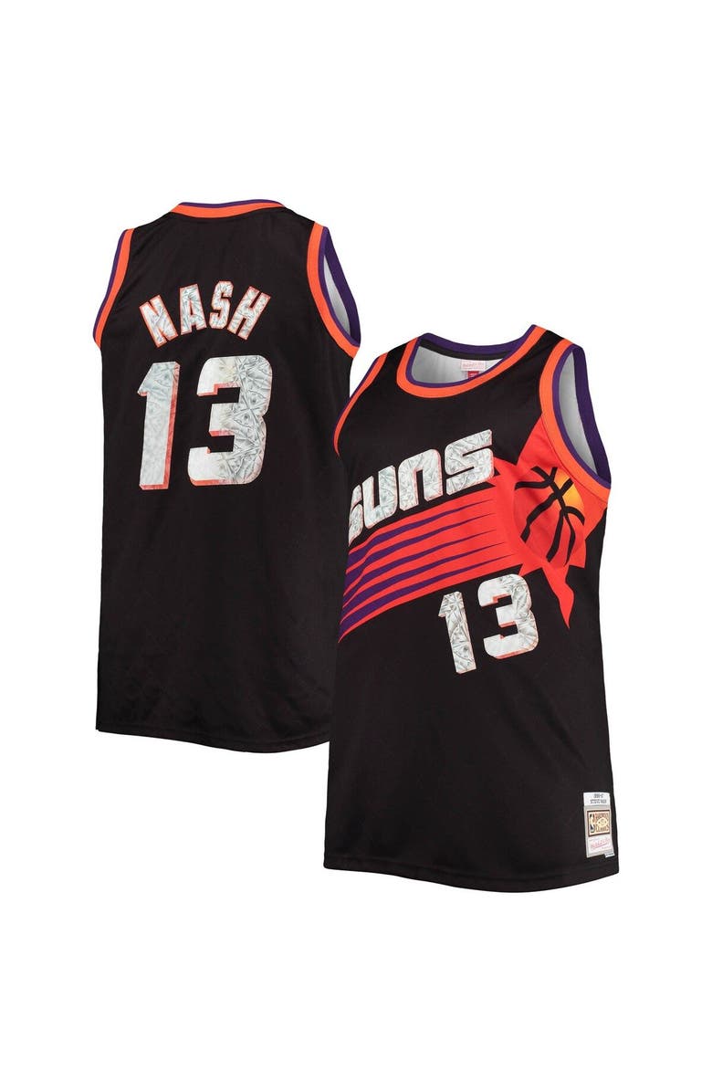 Mitchell & Ness Men's Mitchell & Ness Steve Nash Black Phoenix Suns Big & Tall 1996/97 NBA 75th Anniversary Diamond Swingman Jersey, Main, color, 