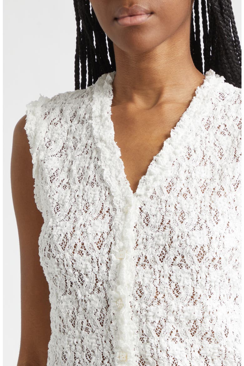 Button Front Lace Tank, Alternate, color, IVORY
