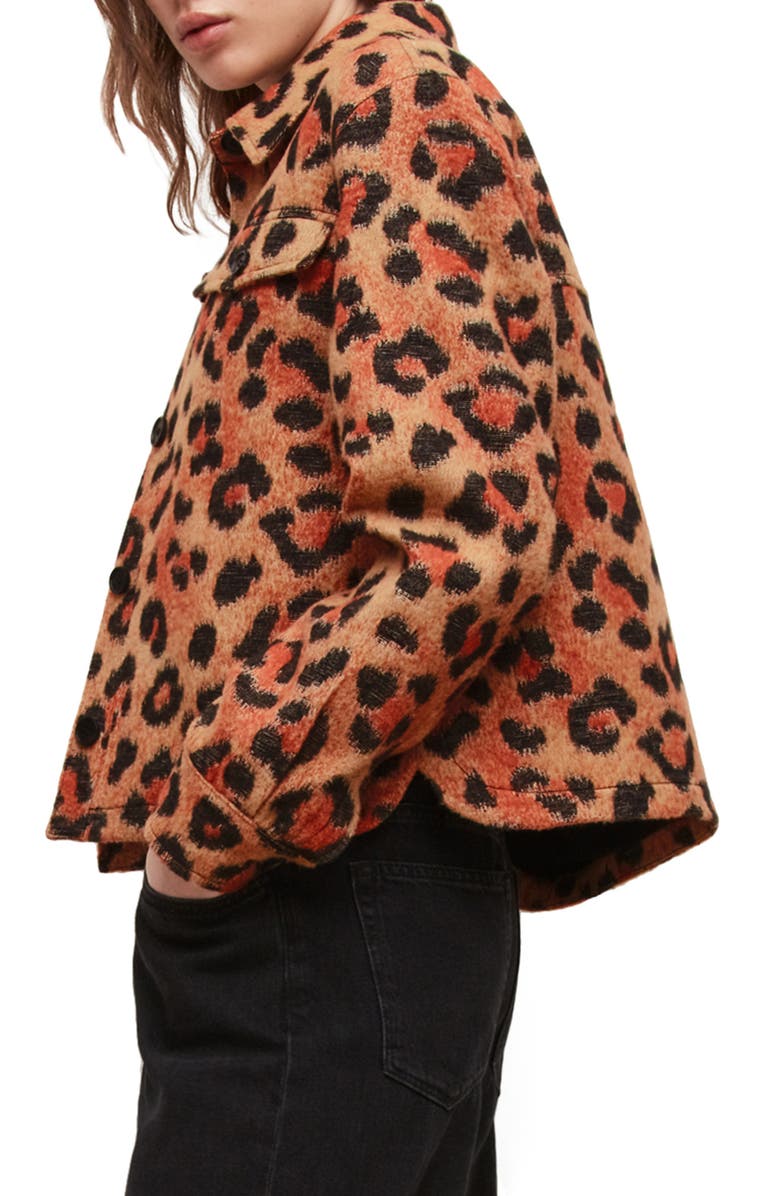 AllSaints Honor Leopard Print Jacket, Alternate, color,