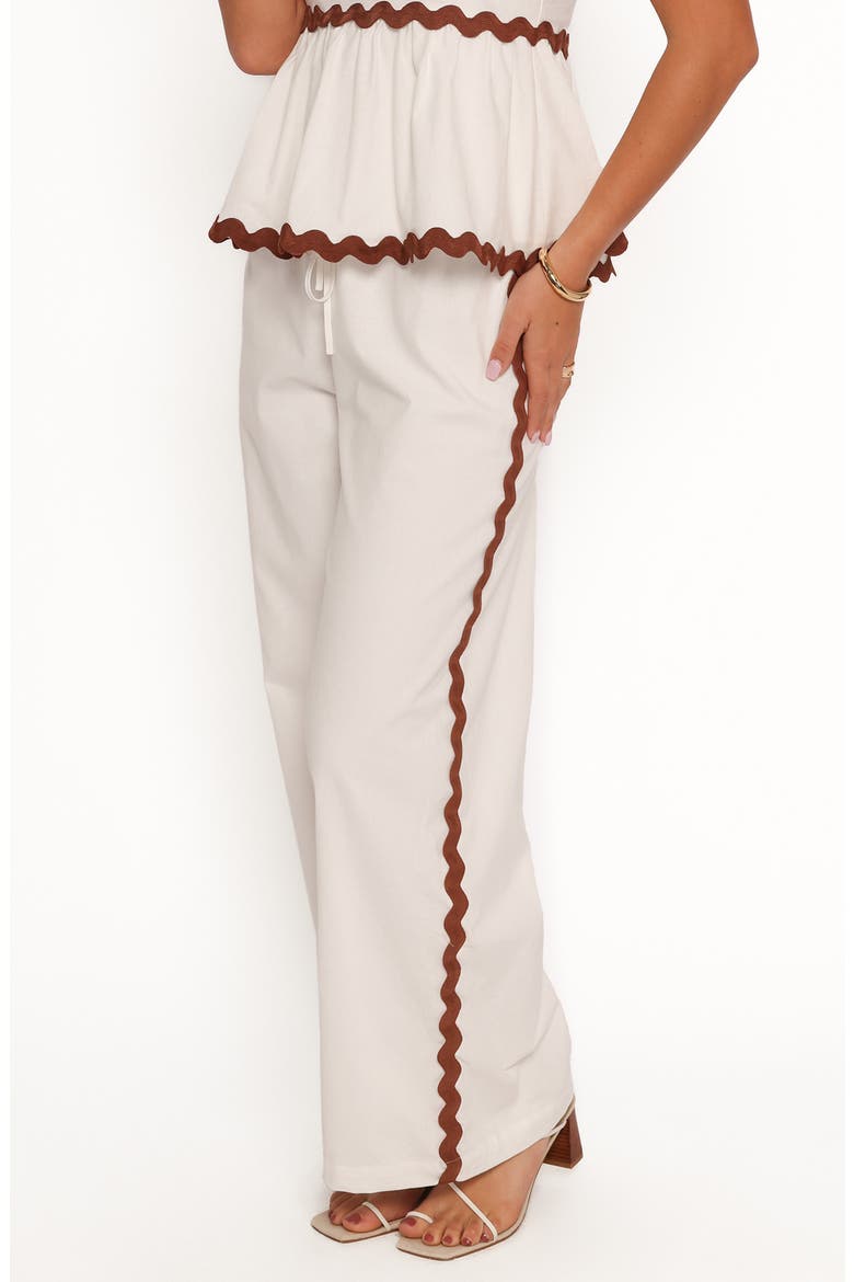 Mollymook Rickrack Trim Cotton Wide Leg Pants, Alternate, color, WHITE TAN