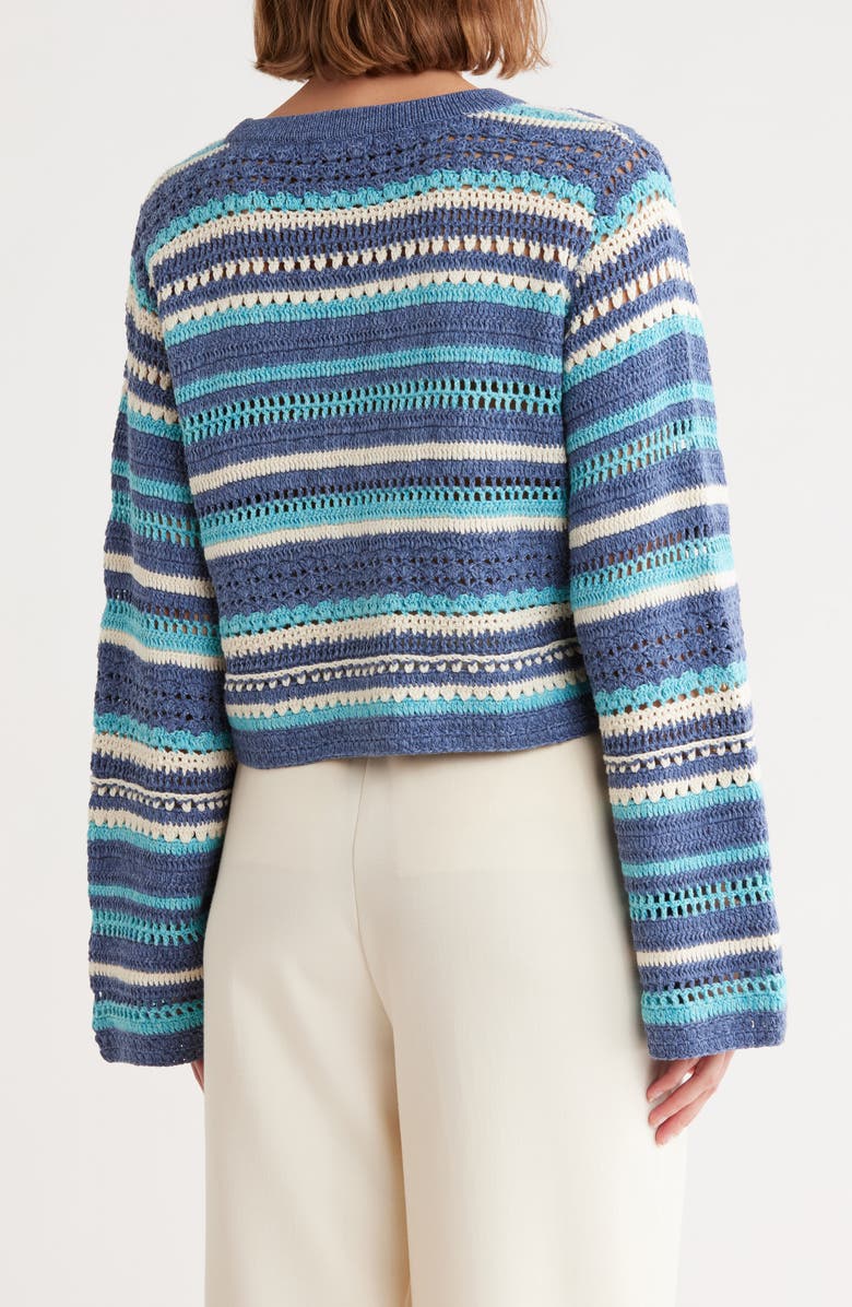 Ramy Brook Madge Cotton Stripe Cardigan, Alternate, color, Spring Navy Geo