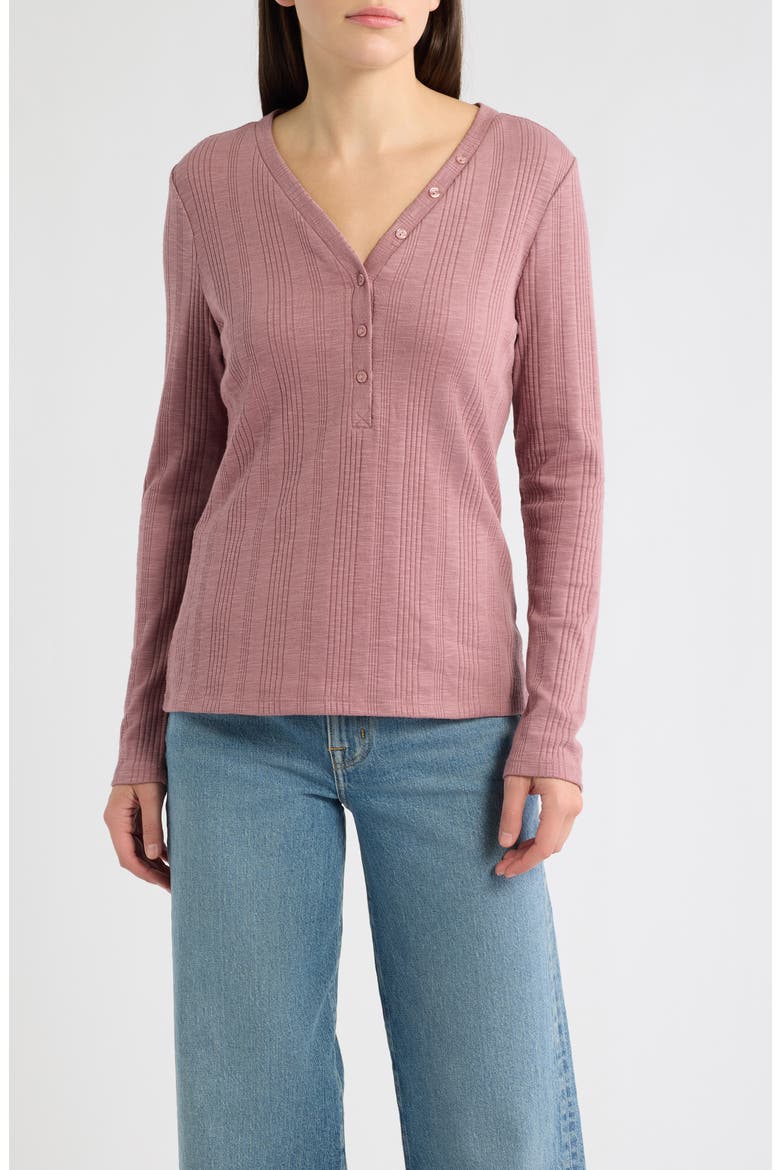 Rib Henley Top, Main, color, MAUVE