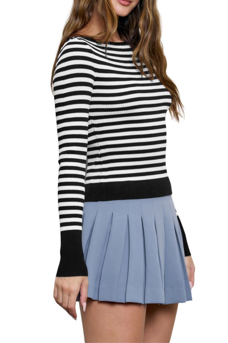 Stripe Rib Long Sleeve Sweater, Alternate, color, BLACK