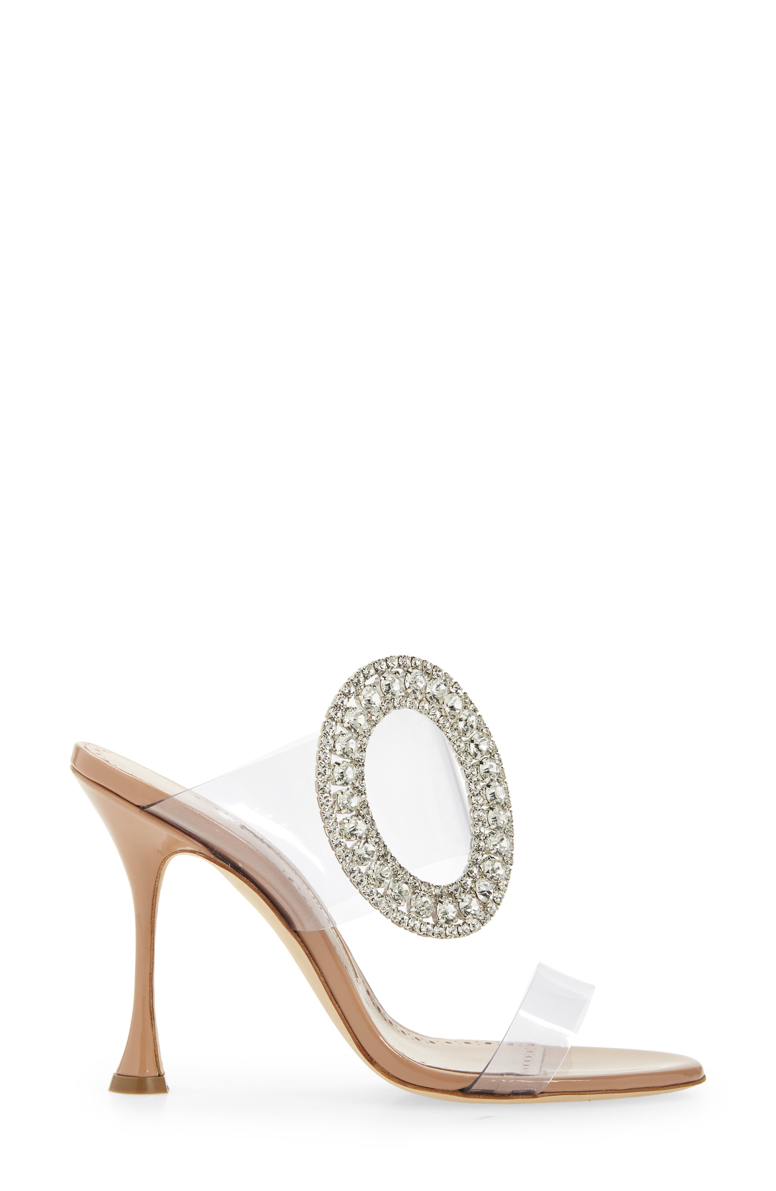 Manolo Blahnik Fibionabi Crystal Buckle Clear Sandal, Alternate, color, 