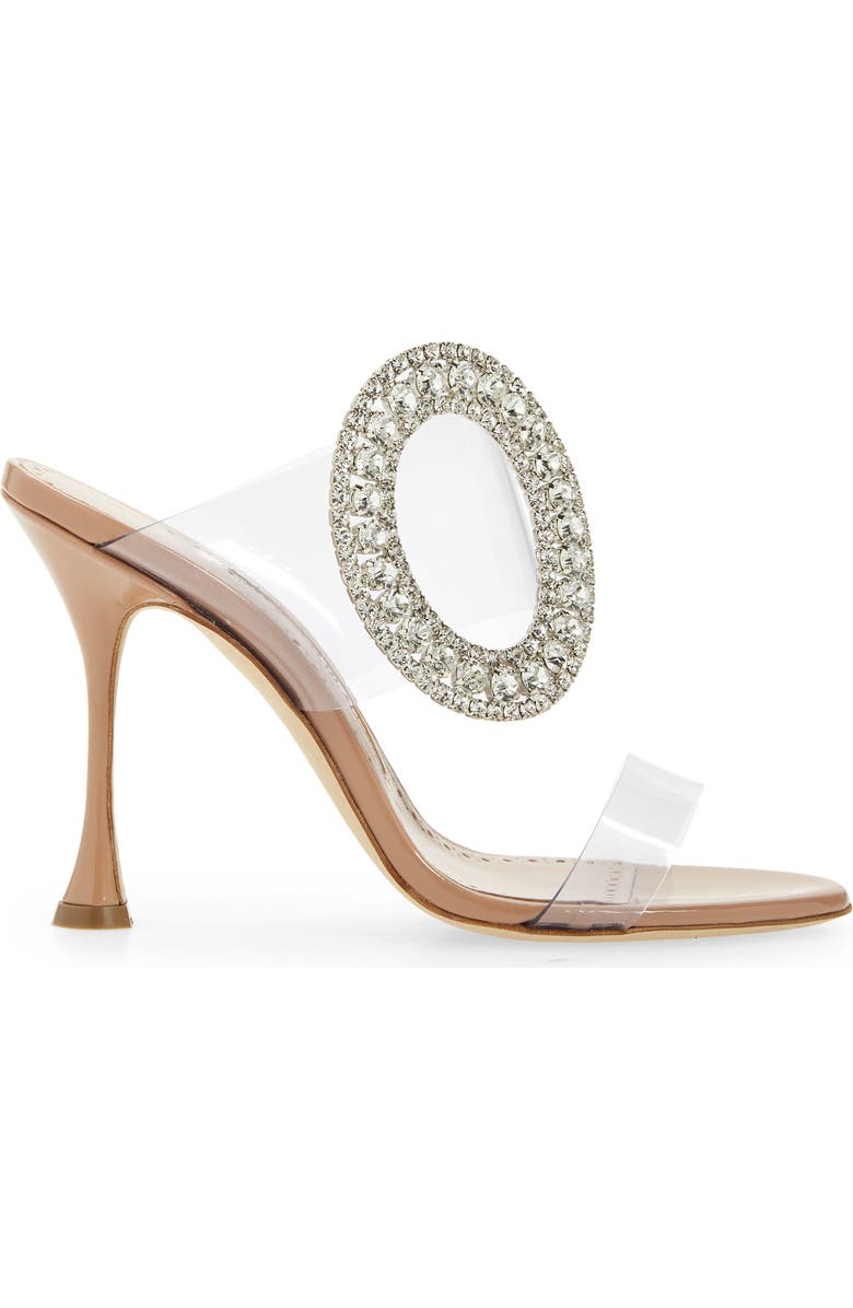 Manolo Blahnik Fibionabi Crystal Buckle Clear Sandal, Alternate, color,