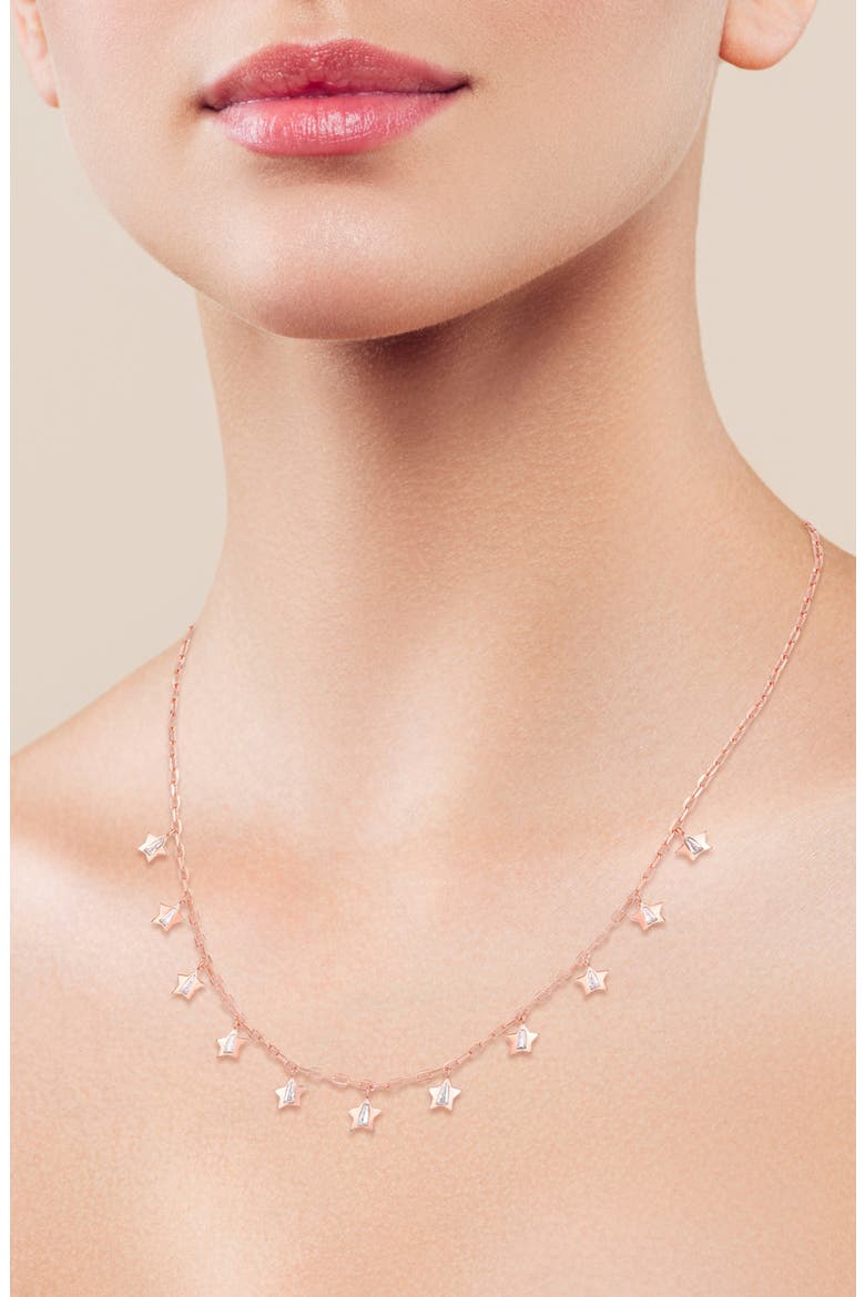 14k Gold Plate Star Cubic Zirconia Pendant Necklace, Alternate, color, ROSE GOLD