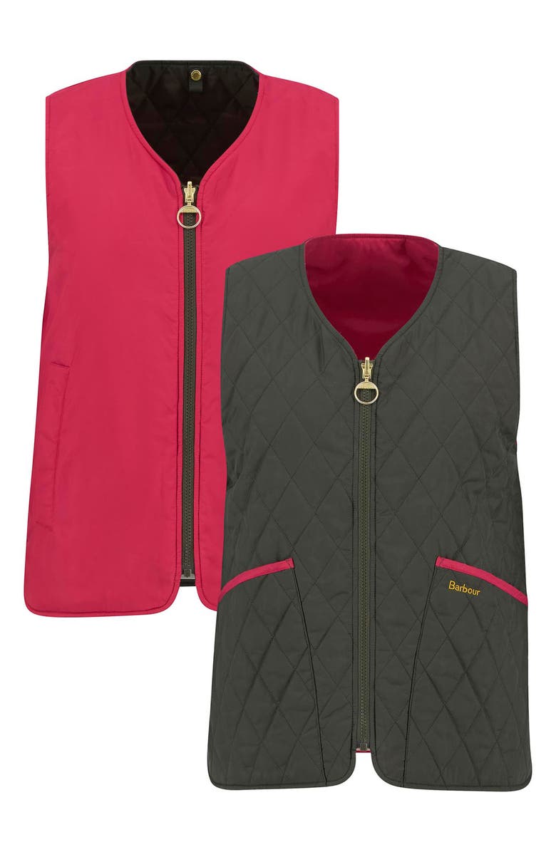 Barbour Reversible Quilted Vest, Alternate, color, Sage/ Zeni Pink