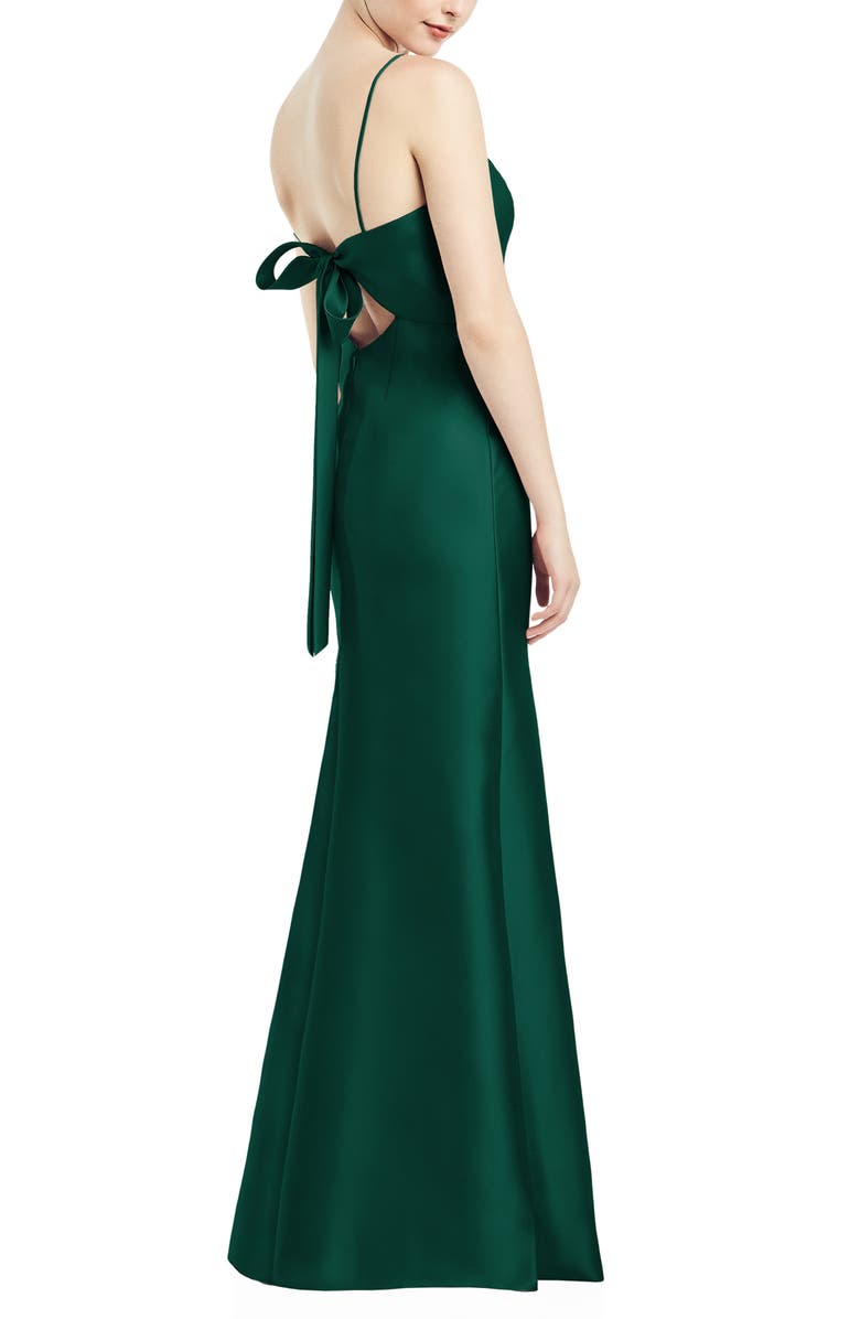 Alfred Sung Bow Back Satin Twill Trumpet Gown, Alternate, color, 