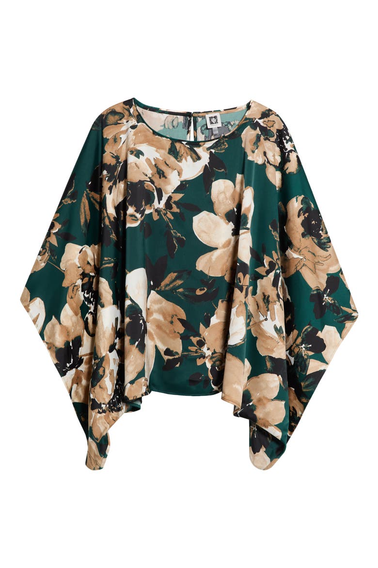 Floral Dolman Sleeve Cape Top, Alternate, color, PINE FOREST MULTI