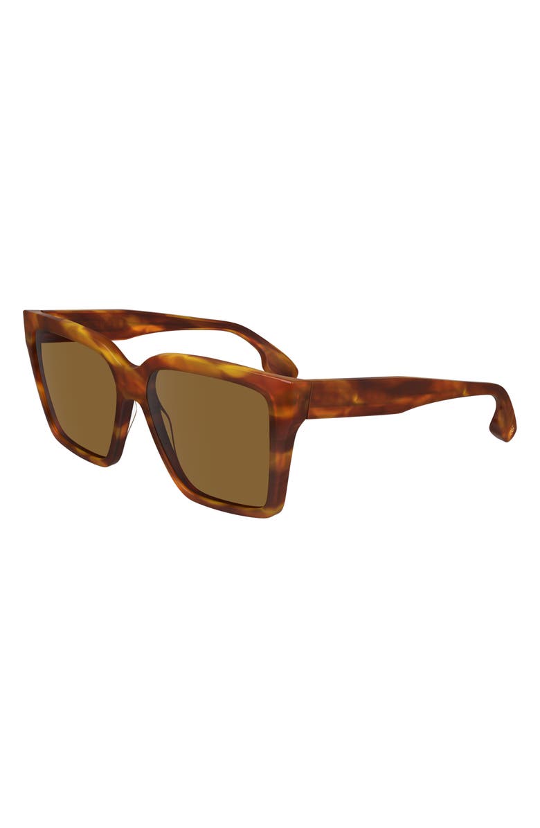 Victoria Beckham 57mm Chain Rectangular Sunglasses, Alternate, color, Striped Blonde Havana