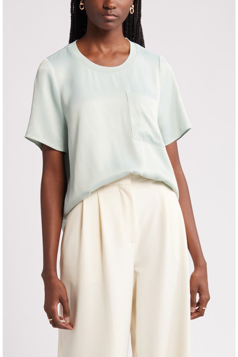 Woven Pocket T-Shirt, Main, color, GREEN FONDANT