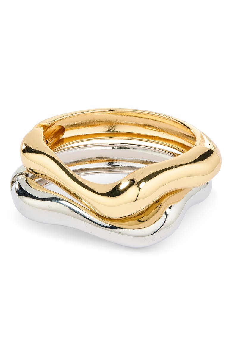 NATASHA Set of 2 Molten Bracelets, Main, color, Gold/ Silver