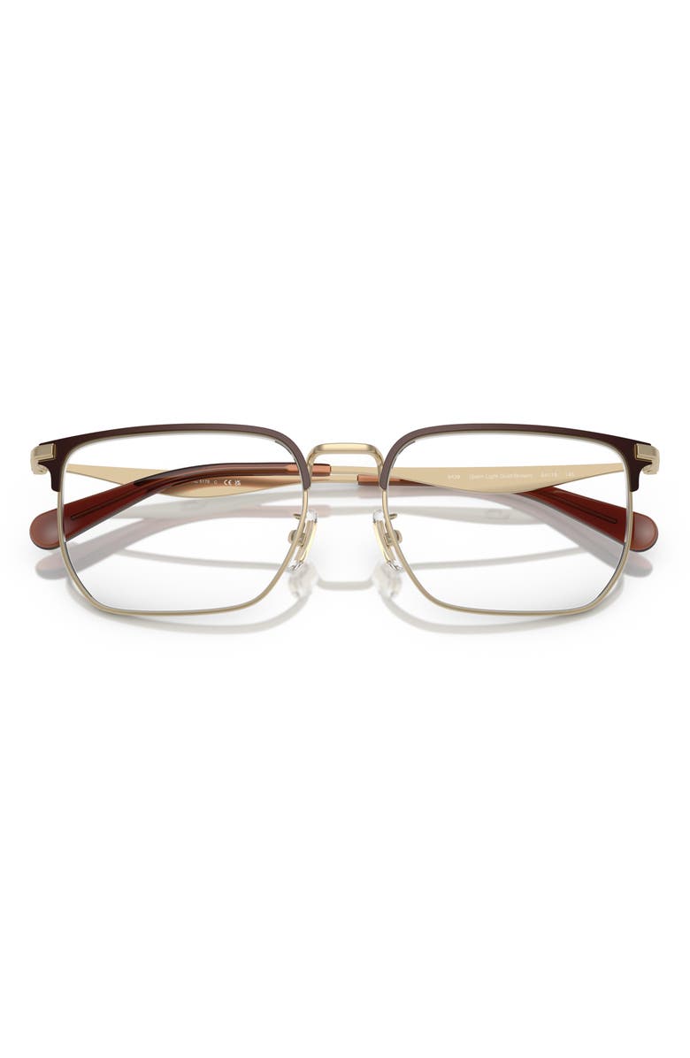COACH 57mm Rectangular Optical Glasses, Alternate, color, Gold / Brown / Demo Lens