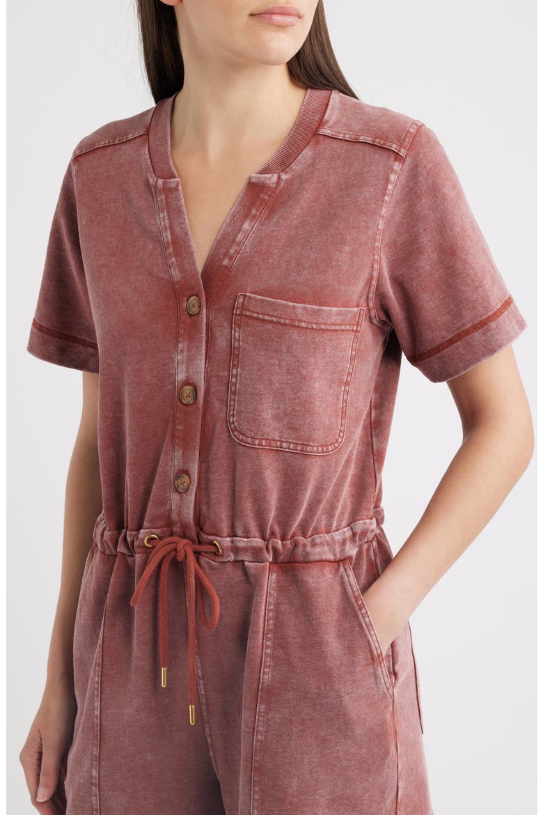 Short Sleeve Drawstring Romper, Alternate, color, PAPRIKA
