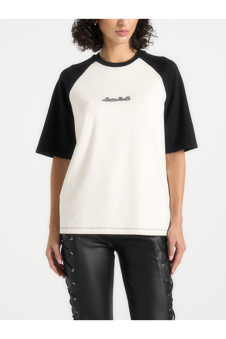 Unisex Signature Raglan Cotton T-Shirt, Alternate, color, White/Black