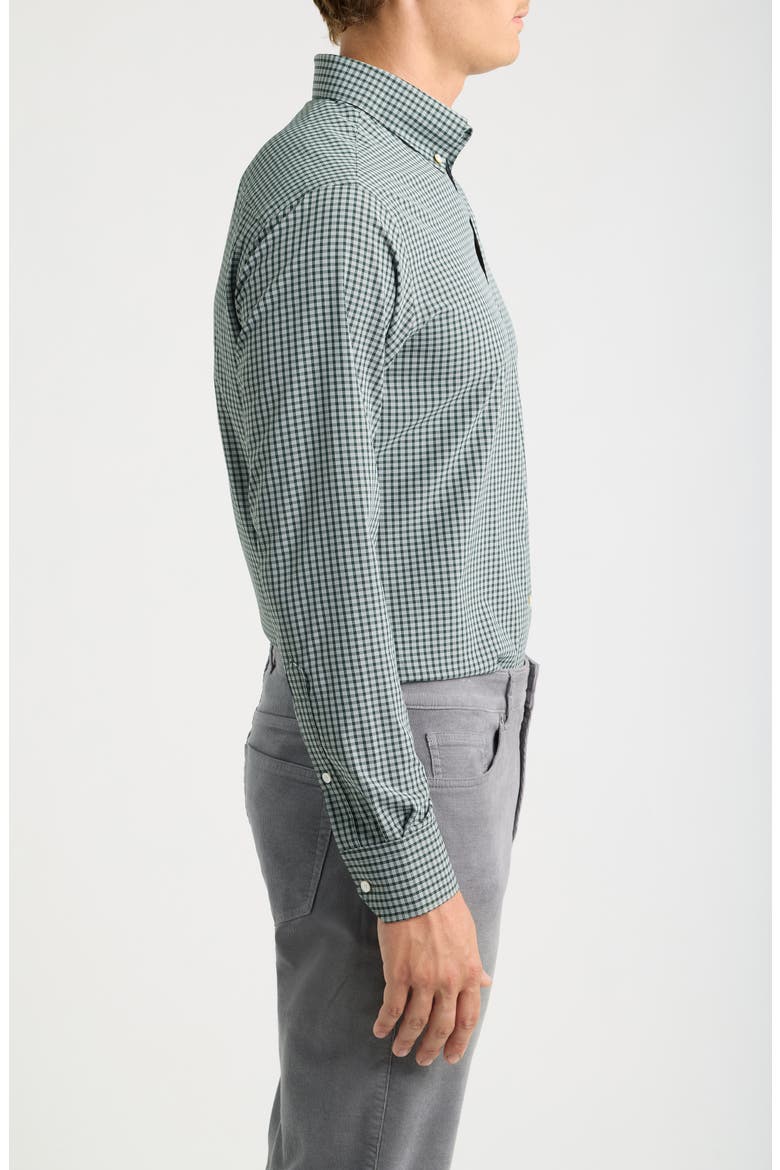 Eugene Tailored Fit Check Performance Poplin Button-Down Shirt, Alternate, color, DARK OLIVE