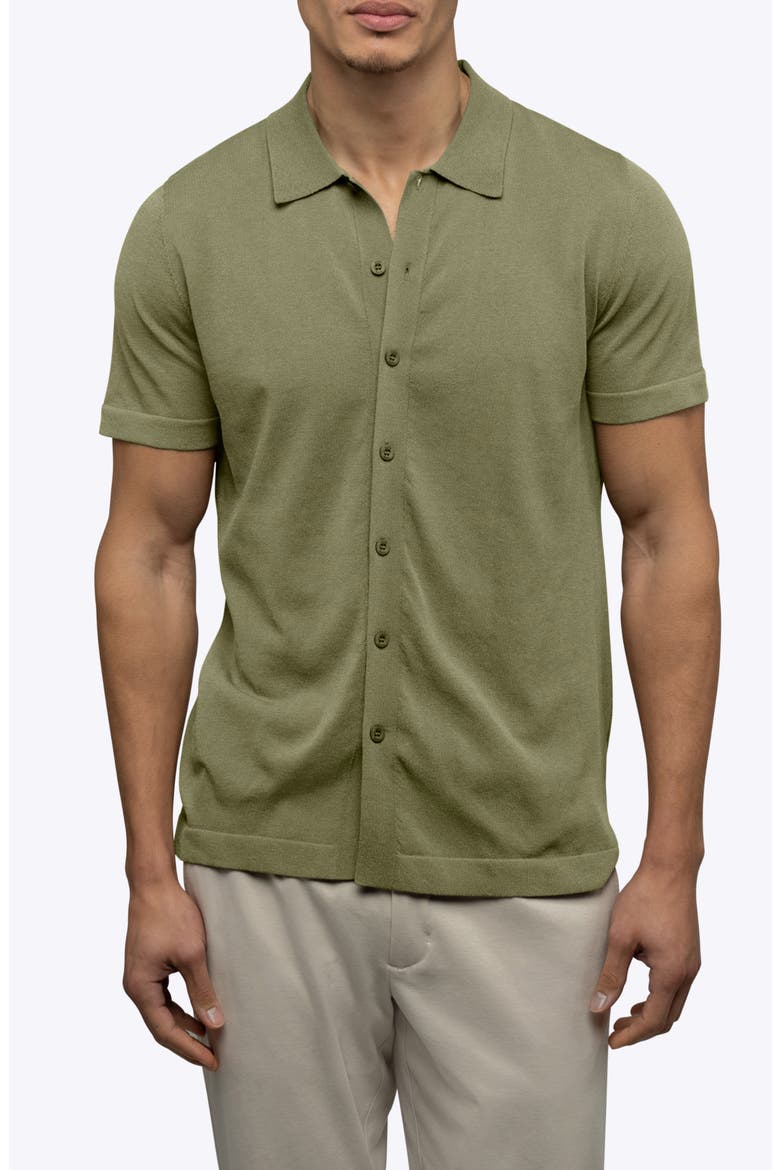 Riviera Cotton Blend Knit Camp Shirt, Main, color, CAPERS