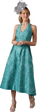 Coast Halter Jacquard Drop Waist Dress