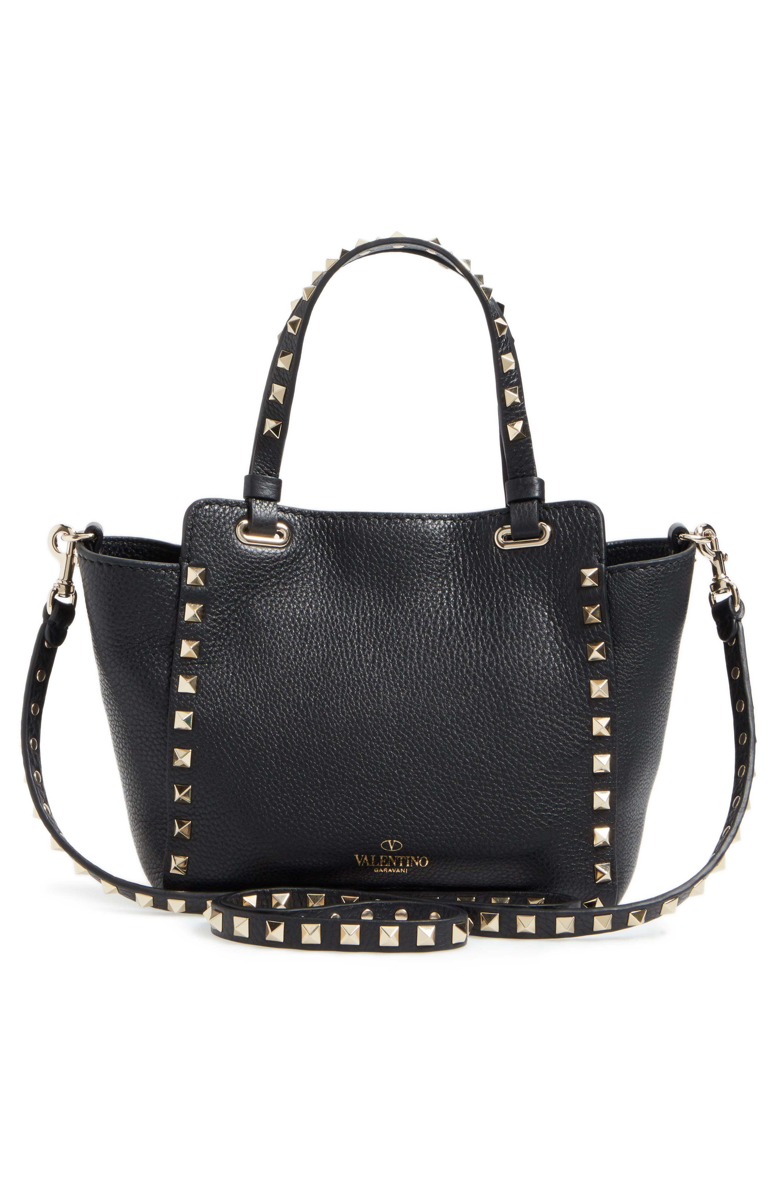 Rockstud - Mini Alce Leather Tote, Alternate, color, NERO