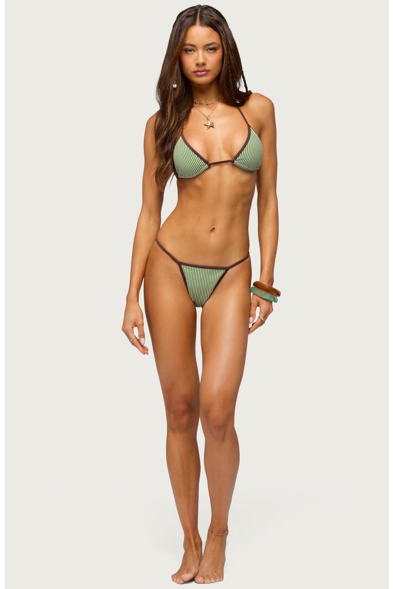 Vale Stripe Triangle Bikini Top, Alternate, color, GREEN