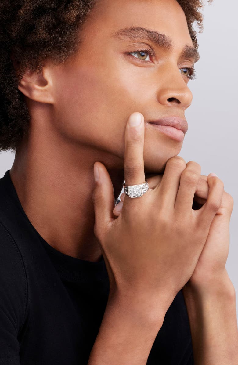 LAGOS Anthem Pavé Diamond Signet Ring, Alternate, color, Silver