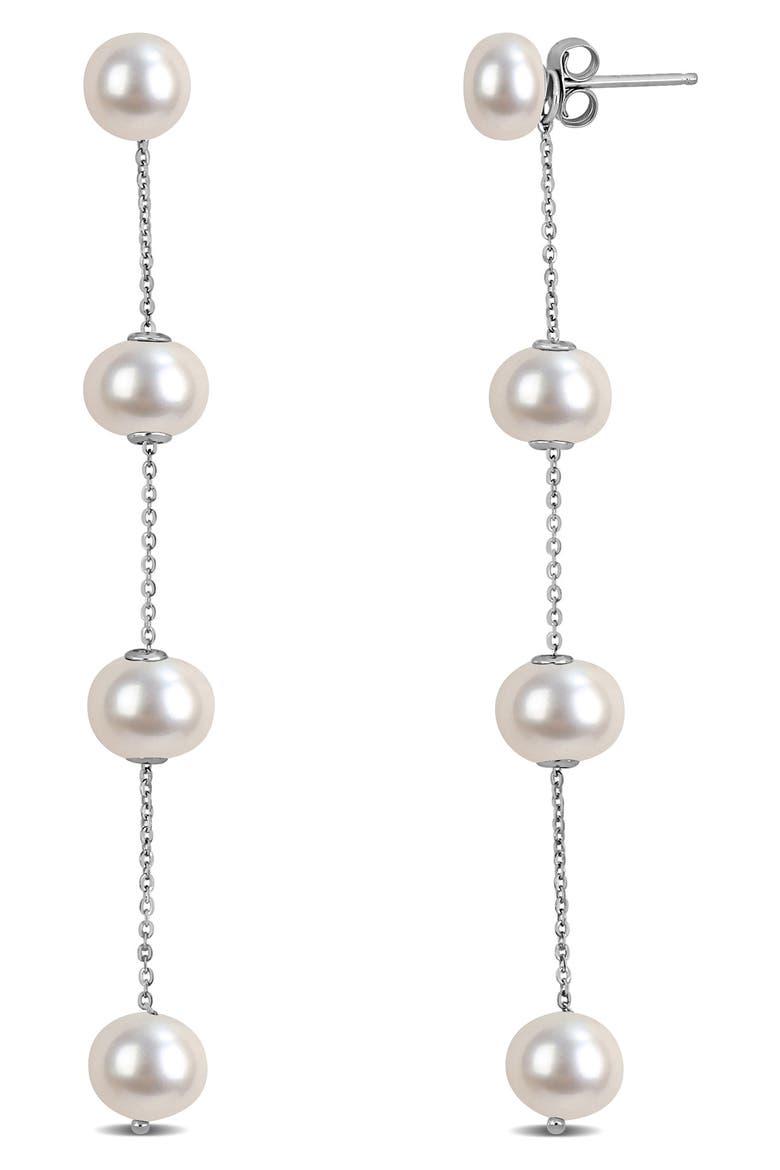Freshwater Cultured Pearl Drop Earrings, Main, color, WHITE GOLD