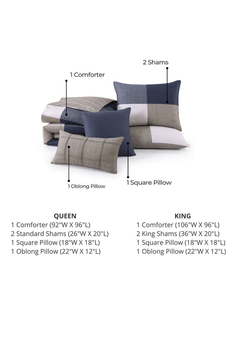 Checkered Reversible 5-Piece Comforter Set, Alternate, color, BLUE