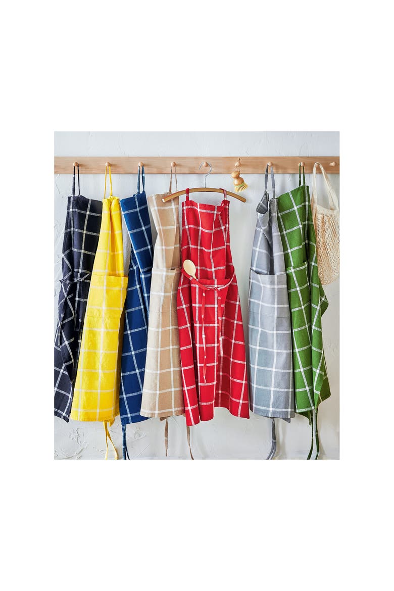Classic Check Bib Apron Large Pocket Waist Tie Yellow, Alternate, color, Yellow