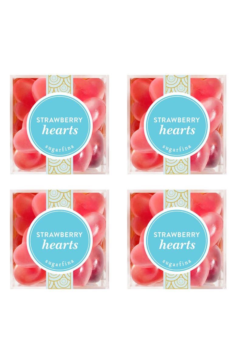 sugarfina Strawberry Hearts Set of 4 Candy Cubes, Main, color,