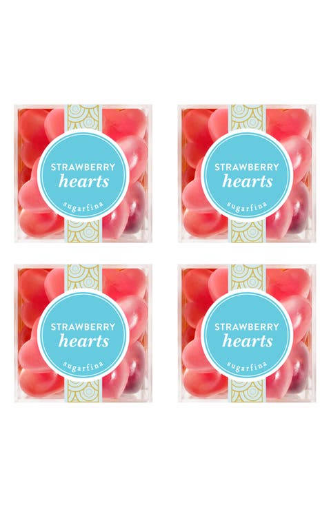 Strawberry Hearts Set of 4 Candy Cubes