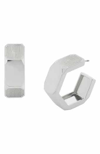 AllSaints Textured Medium Hexagon Hoop Earrings