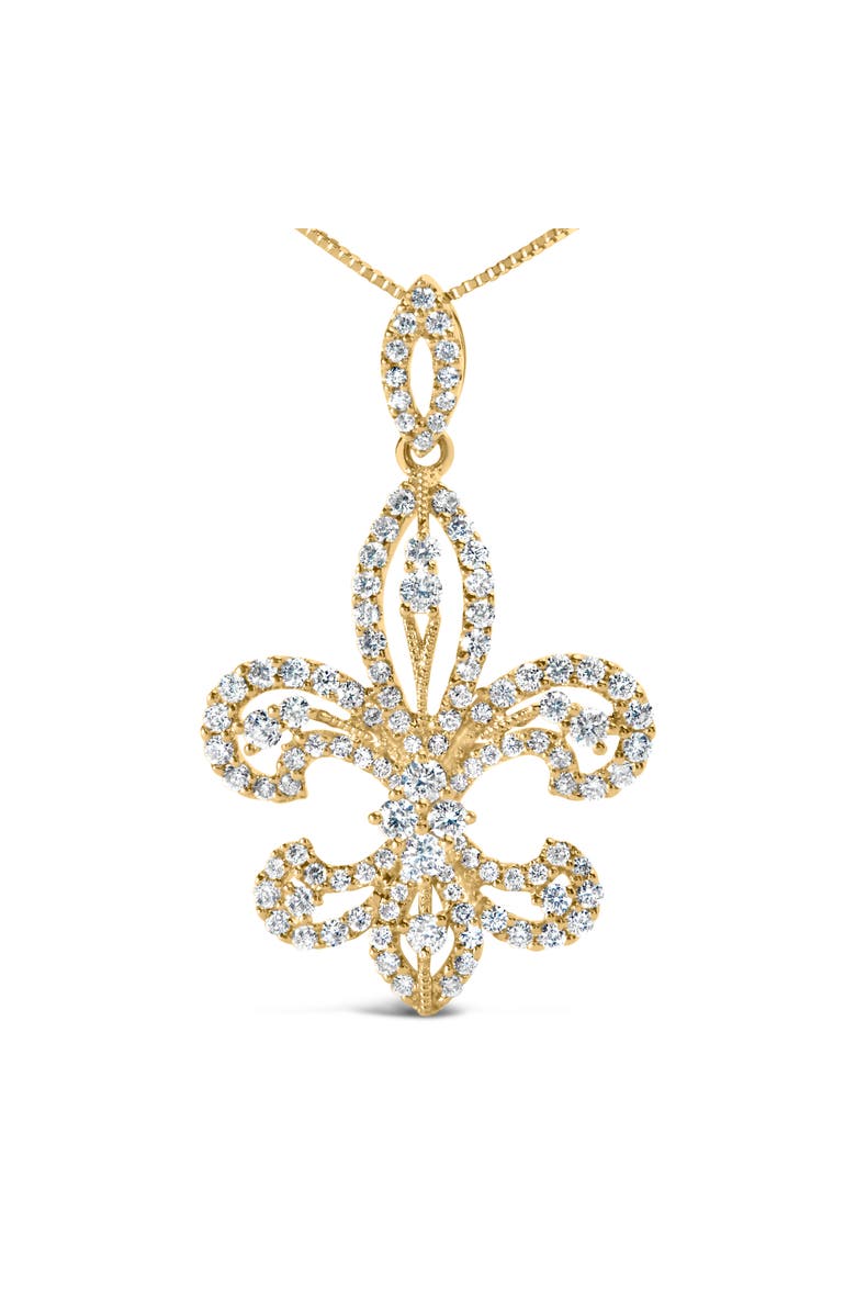Haus of Brilliance 14K Yellow Gold 1.00 Cttw Round Diamond Fleur De Lis Pendant Necklace, Alternate, color, Yellow