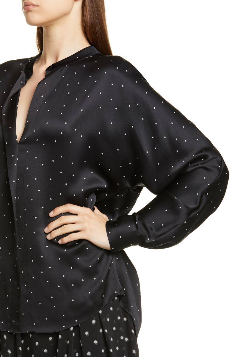 Vince Dot Print Popover Silk Blouse, Alternate, color, 