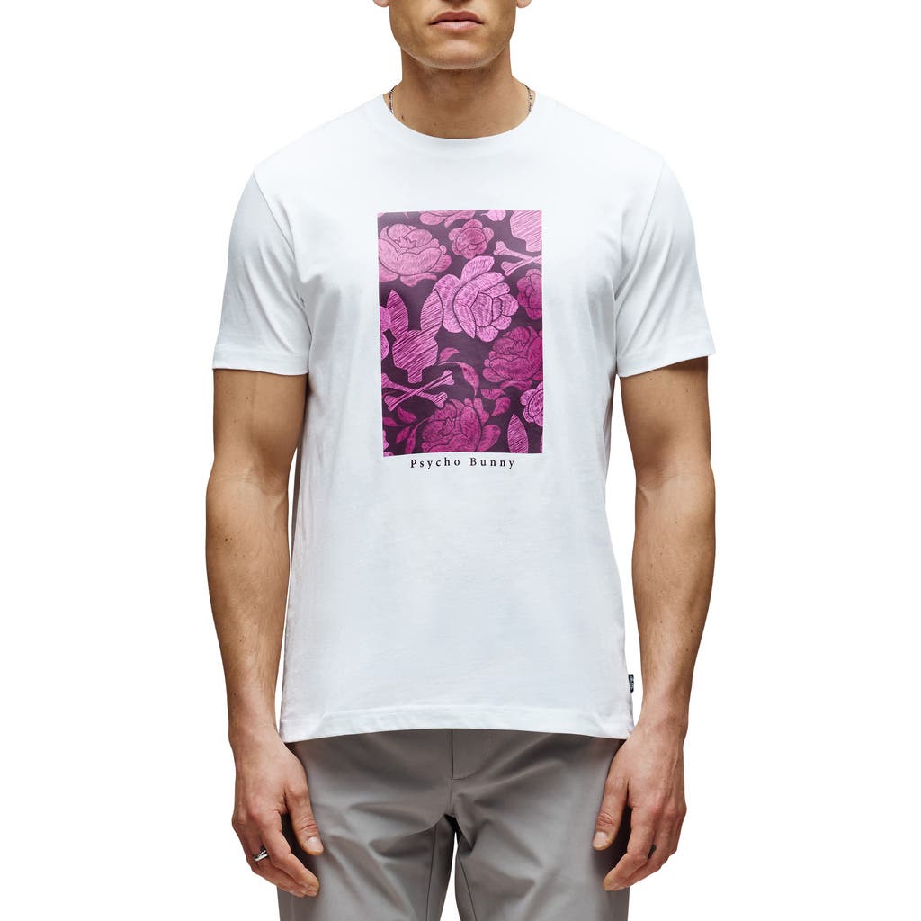 Psycho Bunny Rowen Floral Bunny Pima Cotton Graphic T-shirt In White