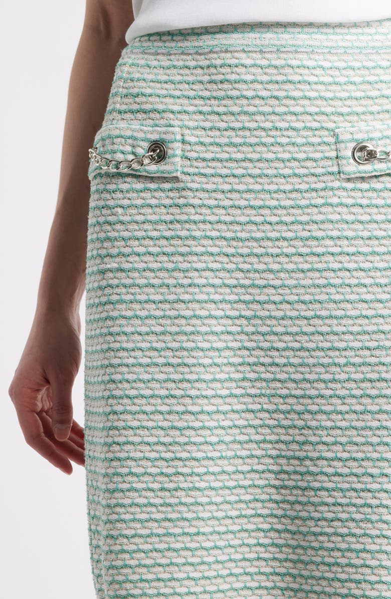 Ming Wang x Tanya Foster Tweed Pencil Skirt, Alternate, color, 