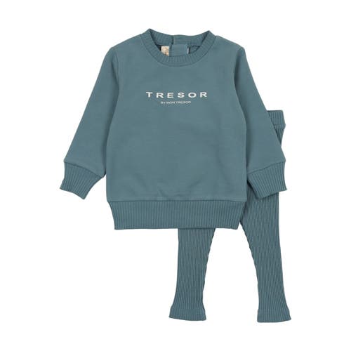 Shop Mon Tresor Bebe Tresor Cozy Cotton Ensemble In Spring Blue