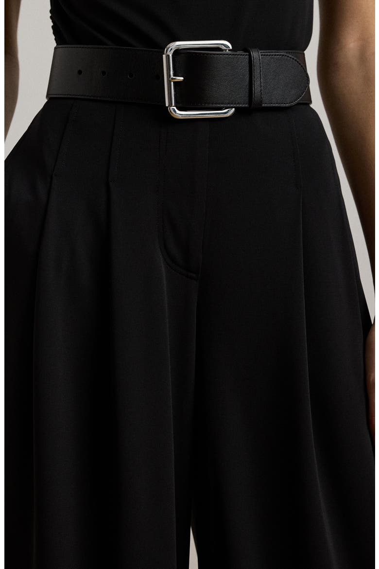 Pleated Wide Leg Knit Pants, Alternate, color, BLACK