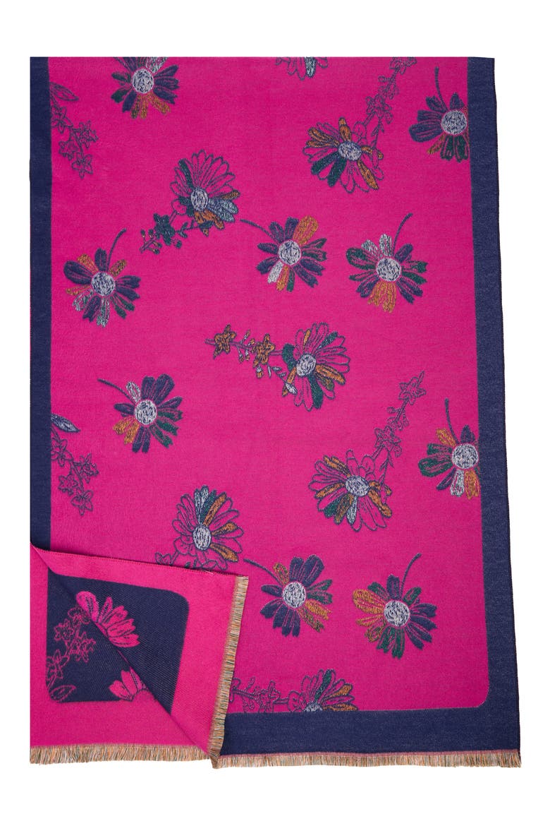 Floral Reversible Scarf, Alternate, color, BLUE